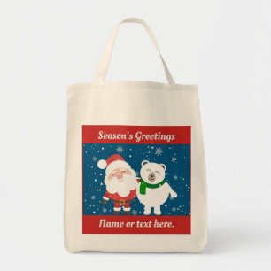 Tote Bag Père Noël Et Ours Polaire