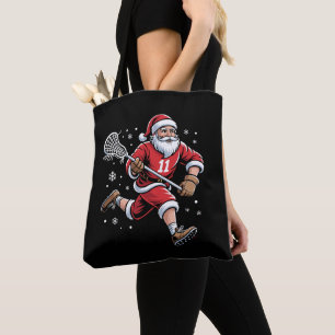 Tote Bag Père Noël jouant au lacrosse Noël Vacances Neige N