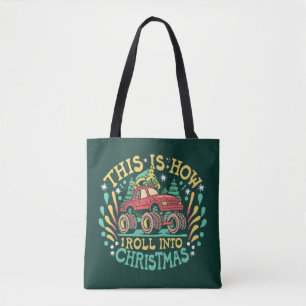 Tote Bag Père Noël Monster Truck Garçons Xmas Noël