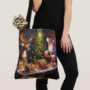 Tote Bag Père Noël N Reindeer fait maison de pain d'épices 