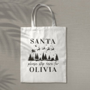 Tote Bag Père Noël s'il vous plaît s'arrêter ici pour Noël 