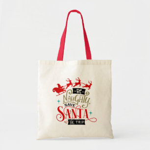 Tote Bag Père Noël Sleigh Et Reindeer Noël Drôle