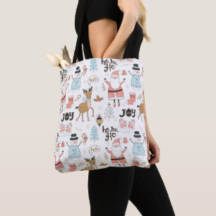 Tote Bag Père Noël, Snowman, Reindeer Motif ID559