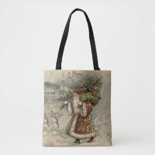 Tote Bag Père Noël victorien avec arbre de Noël