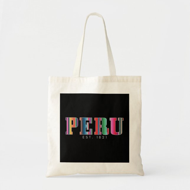 Tote Bag Pérou Est. 1821 La Fierté des Motifs péruviens Vin (Devant)