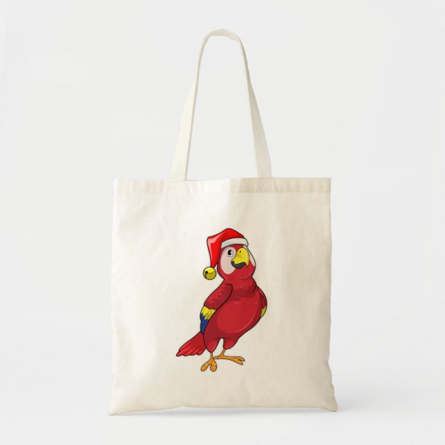 Tote Bag Perroquet avec chapeau de Père Noël (Devant)