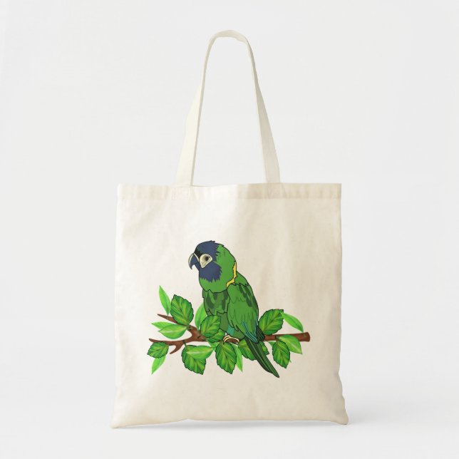 Tote Bag Perroquet de macaw vert sur branche oiseau nature  (Devant)