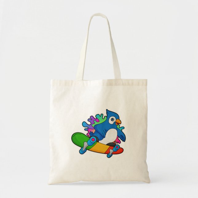 Tote Bag Perroquet en tant que skate avec skateboard (Devant)