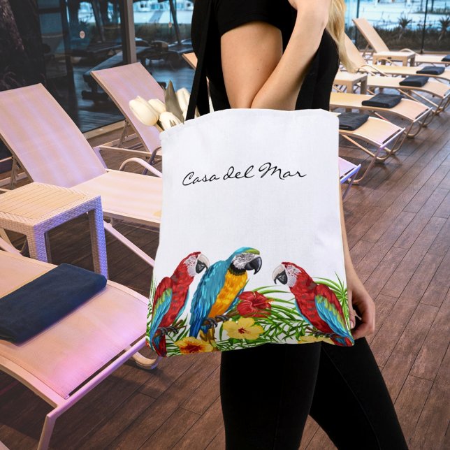 Tote Bag Perroquets feuille nom de la maison d'été (Créateur téléchargé)