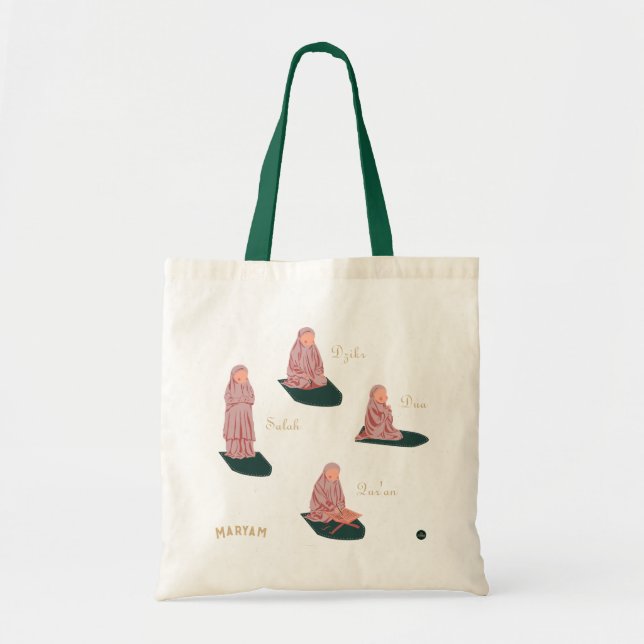 Tote Bag Personalisé Muslimah Salah, Dzikr, Dua, Coran (Devant)