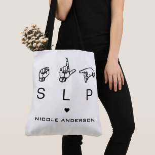 Tote Bag Personalisé SLP orthophoniste Langue Pathologiste 