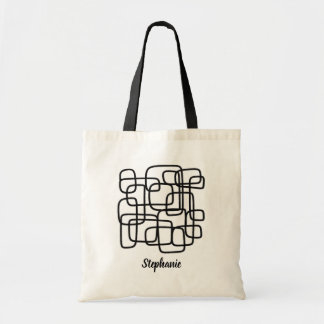 Tote Bag Personalised Custom Name Abstract Line Art