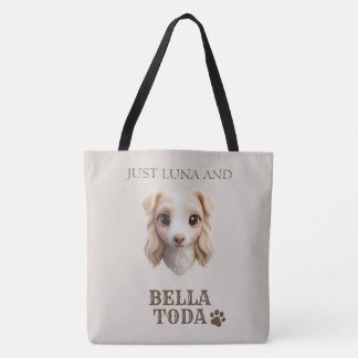 Tote Bag Personalized Chibi Dog & Owner Name Tote