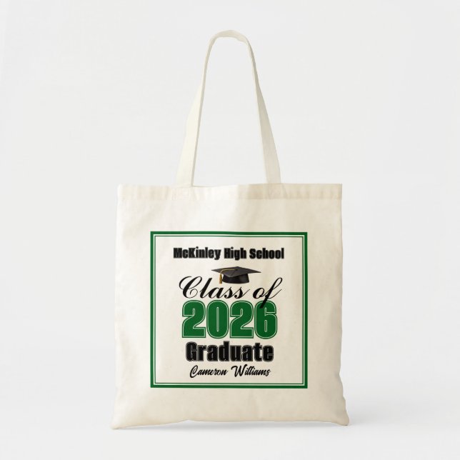 Tote Bag Personalized Green Class of 2026 Graduation Party (Devant)