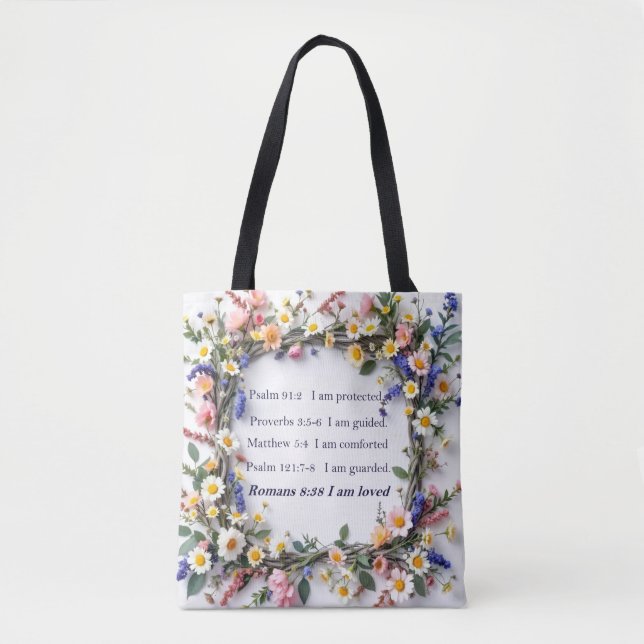 Tote Bag Personalized Inspirational Tote with wildflowers (Devant)