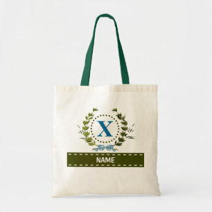 Tote Bag Personalized Ivy Wreath Wedding Date Monogram X