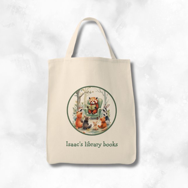 Tote Bag Personalized Kid's Red Panda Library Book (Créateur téléchargé)
