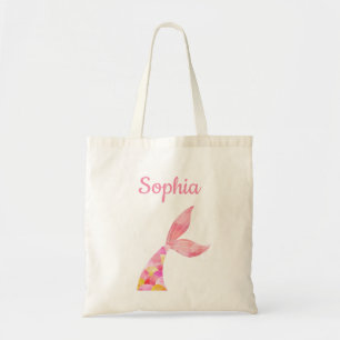 Tote Bag Personalized Name Mermaid Tail Girl Kids