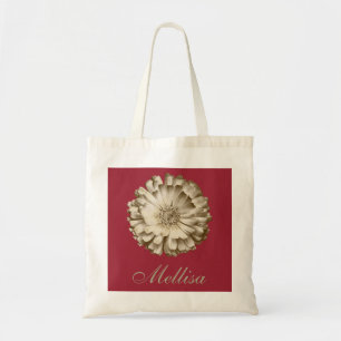 Tote Bag Personalized Name Monogram Golden Sunflower
