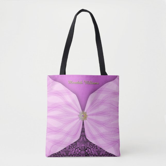 Tote Bag Personalized Orchid Pink Jewel Textile Illusion (Devant)