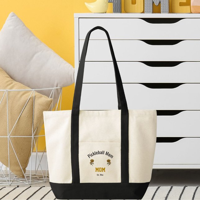Tote Bag Personalized Pickleball Mom in Elegant Blush Gold (Créateur téléchargé)