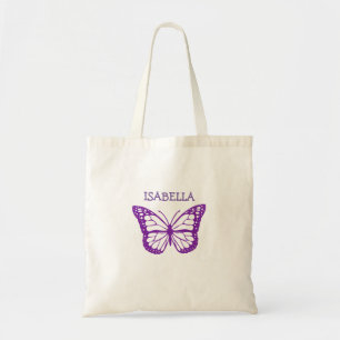 Tote Bag Personalized Purple Butterfly