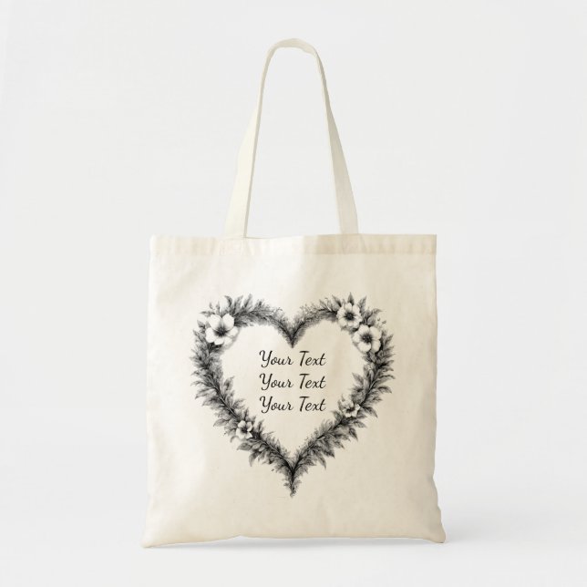 Tote Bag Personalized Rustic Heart Wreath Tote (Devant)