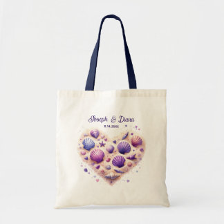 Tote Bag Personalized Valentine Anniversary Seashell Heart