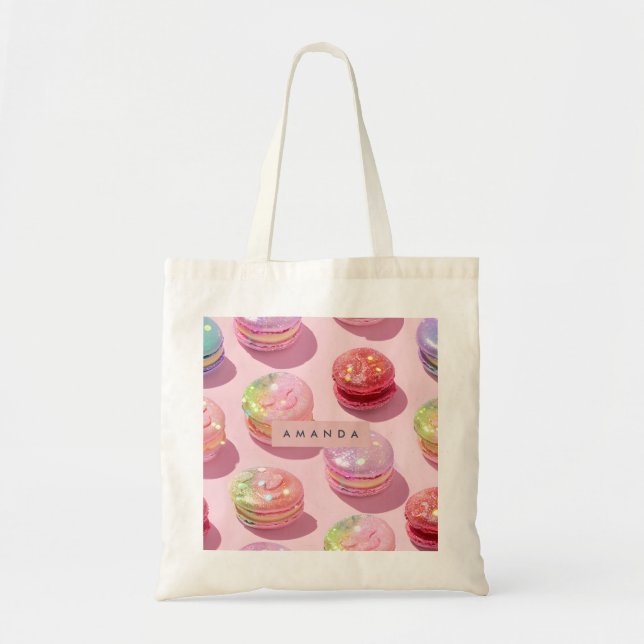 Tote Bag Personalized Whimsical Pastel Macaron Sparkle (Devant)