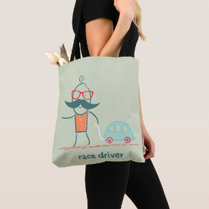 Tote Bag Personnage de moustachu amusant de pilote de cours