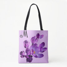 Personnalisable M monogramme fleurs pourpres boho 