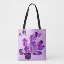 Personnalisable M monogramme fleurs pourpres boho 