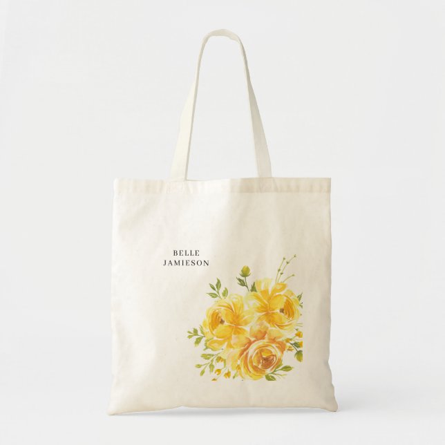 Tote Bag Personnalisable Rose jaune (Devant)