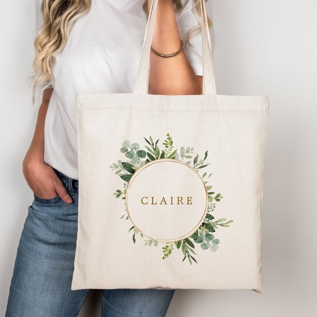 Tote Bag Personnalisation de la verdure dorée botanique (Créateur téléchargé)