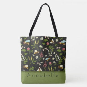 Tote Bag Personnalisation de l'abeille et des fleurs occup