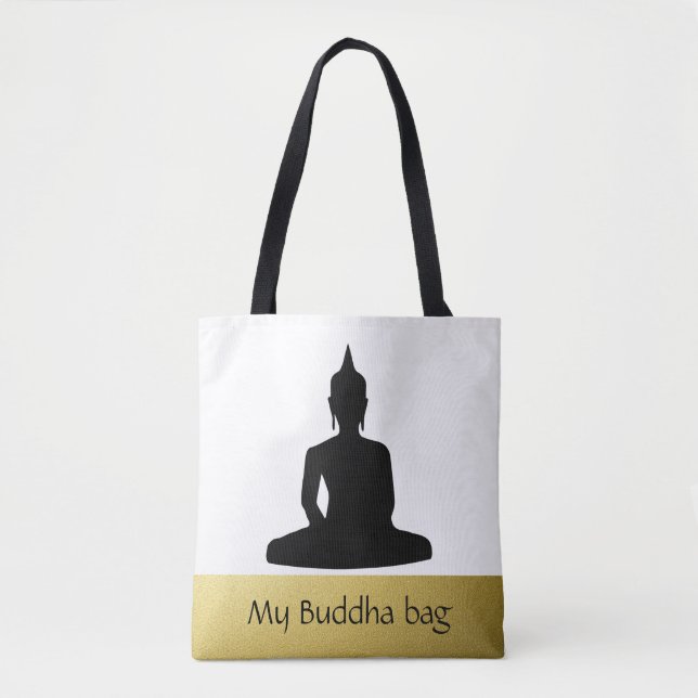 Tote Bag Personnalisation de l'or du Bouddha noir (Devant)