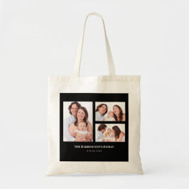 Tote Bag Personnalisé 3 sections Famille Photo Collage Blac