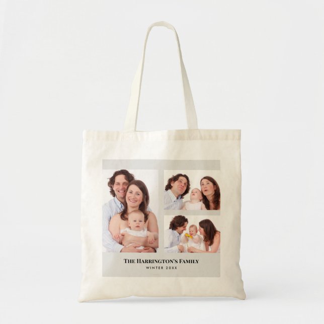 Tote Bag Personnalisé 3 sections Photos de famille Collage  (Devant)