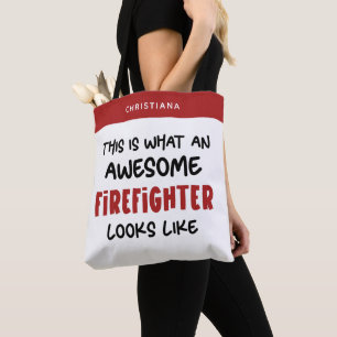 Tote Bag Personnalisé Awesome Firefighter Funny Firefighter