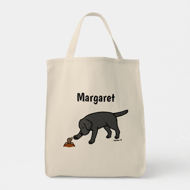 Tote Bag Personnalisé Black Labrador Friendly (Dos)