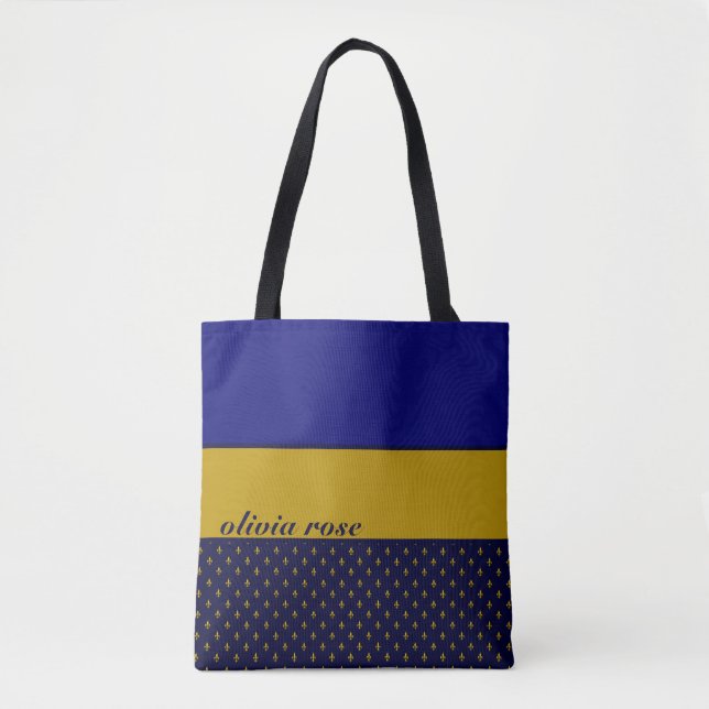 Tote Bag Personnalisé bleu et or (Devant)