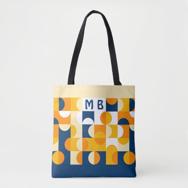 Tote Bag Personnalisé bleu foncé soleil Jaune Motif d'art r (Devant)