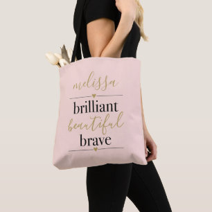 Tote Bag Personnalisé Brillant Beau Brave Rose Pâle
