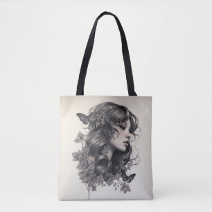 Tote Bag Personnalisé Champagne Ivory Floral Mariage