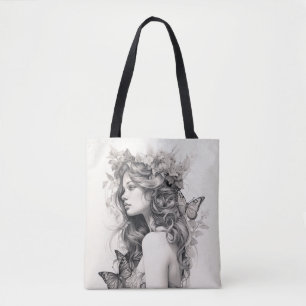 Tote Bag Personnalisé Champagne Ivory Floral Mariage