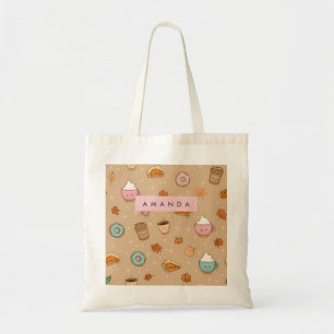 Tote Bag Personnalisé Cosy Automne Citrouille tarte Donut