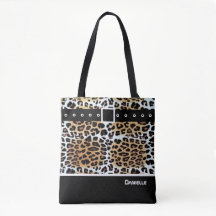 Personnalisé élégant Brown blanc Léopard noir