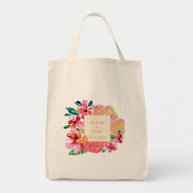 Tote Bag Personnalisé Hawaï Tropical Floral Splash (Devant)