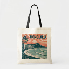 Tote Bag Personnalisé Honolulu Waikiki Diamond Head Retro T