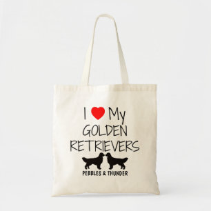 Tote Bag Personnalisé J'Aime Mes Deux Récupérateurs D'Or